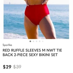 Red High-Waisted Bikini Bottoms